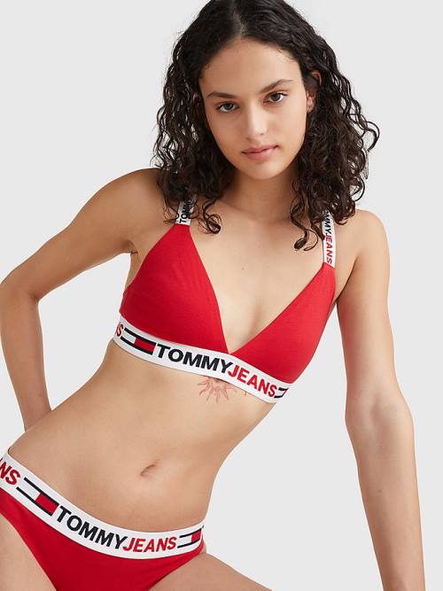 Bielizny Tommy Hilfiger Logo Underband Triangle Bra Damskie Czerwone | TH203YWR