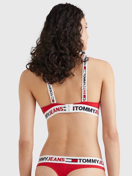 Bielizny Tommy Hilfiger Logo Underband Triangle Bra Damskie Czerwone | TH203YWR