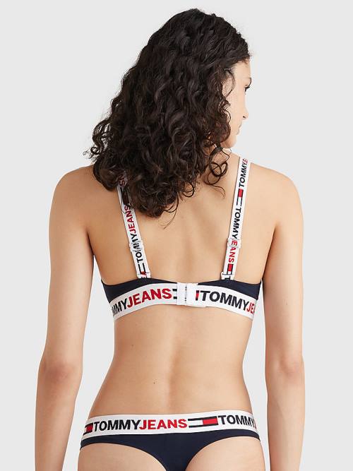 Bielizny Tommy Hilfiger Logo Underband Triangle Bra Damskie Niebieskie | TH984KRN