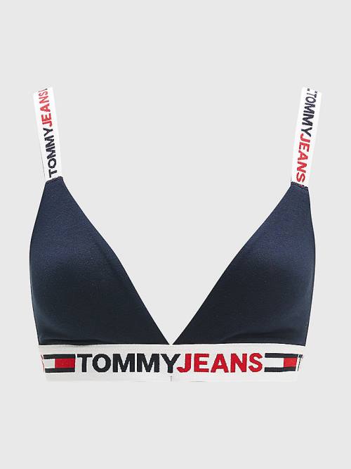 Bielizny Tommy Hilfiger Logo Underband Triangle Bra Damskie Niebieskie | TH984KRN