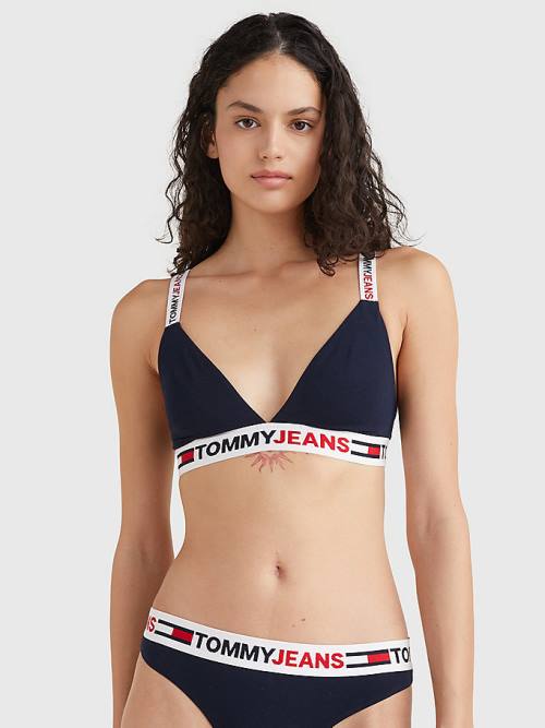 Bielizny Tommy Hilfiger Logo Underband Triangle Bra Damskie Niebieskie | TH984KRN