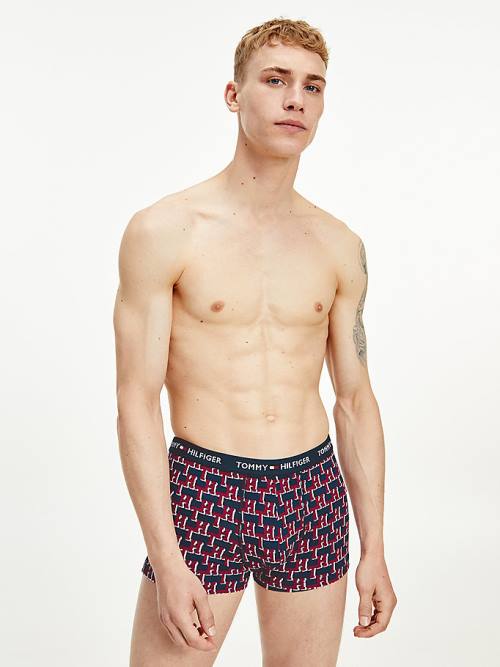 Bielizny Tommy Hilfiger Logo Waistband Print Trunks Męskie Beżowe | TH640ZTP