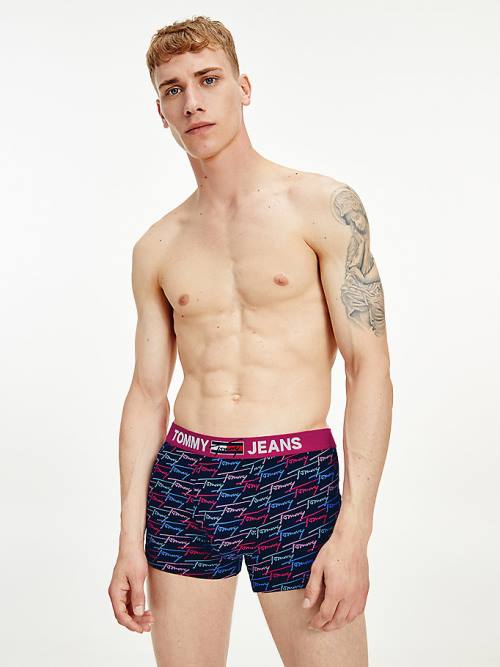 Bielizny Tommy Hilfiger Logo Waistband Print Trunks Męskie Beżowe | TH891CHV