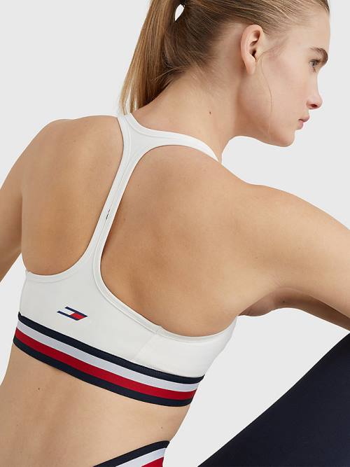 Bielizny Tommy Hilfiger Sportowe Medium Support Tape Bra Damskie Białe | TH047EJB