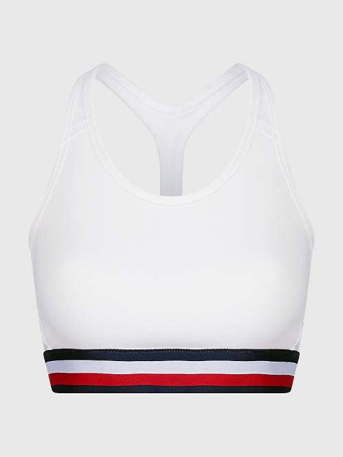 Bielizny Tommy Hilfiger Sportowe Medium Support Tape Bra Damskie Białe | TH047EJB