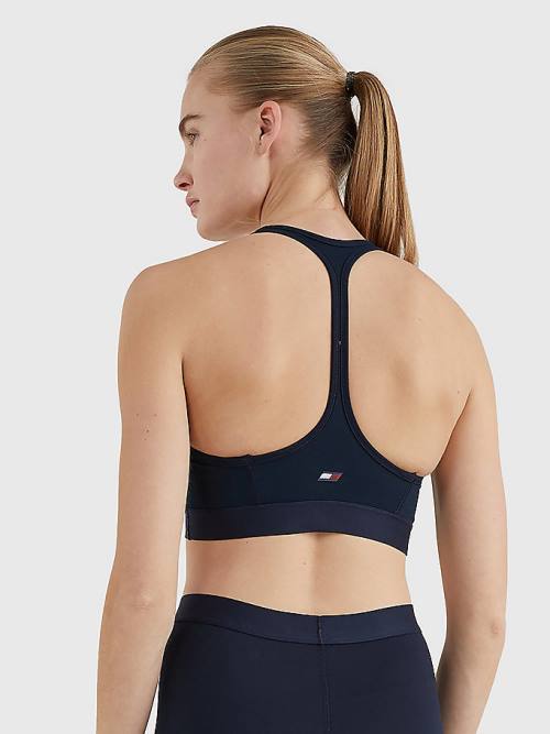 Bielizny Tommy Hilfiger Sportowe Medium Support Tape Bra Damskie Niebieskie | TH319SGX