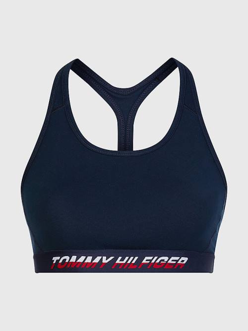 Bielizny Tommy Hilfiger Sportowe Medium Support Tape Bra Damskie Niebieskie | TH319SGX