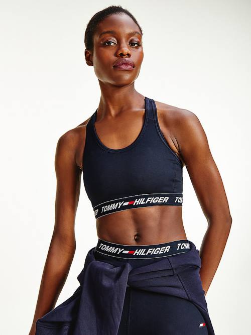 Bielizny Tommy Hilfiger Sportowe Medium Support Tape Bra Damskie Niebieskie | TH812ZKL