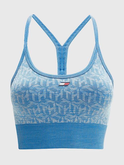 Bielizny Tommy Hilfiger Sportowe Performance Low Support Monogram Bra Damskie Niebieskie | TH298QDX