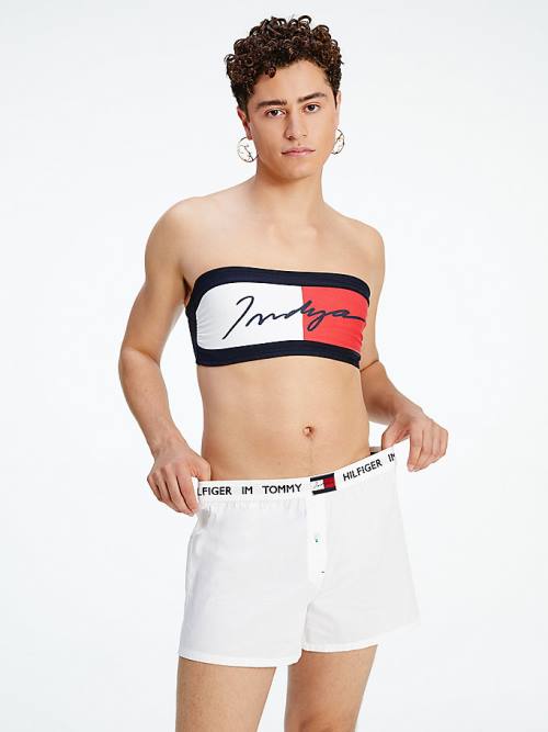 Bielizny Tommy Hilfiger TOMMYXINDYA Bokser Shorts Damskie Białe | TH073YEW