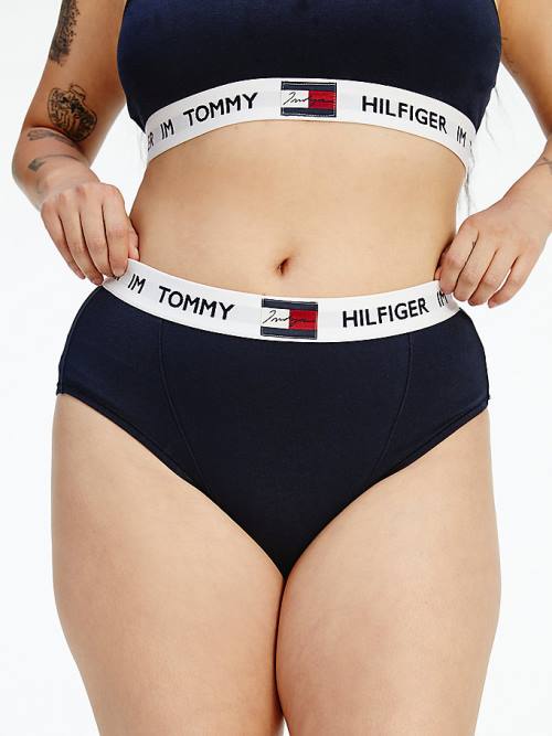 Bielizny Tommy Hilfiger TOMMYXINDYA High-Stanem Briefs Damskie Niebieskie | TH294PLN