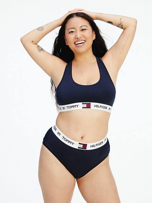 Bielizny Tommy Hilfiger TOMMYXINDYA High-Stanem Briefs Damskie Niebieskie | TH294PLN