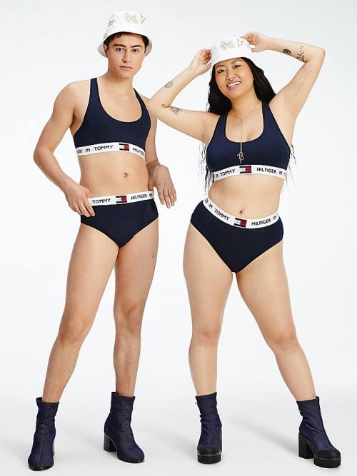 Bielizny Tommy Hilfiger TOMMYXINDYA High-Stanem Briefs Damskie Niebieskie | TH294PLN