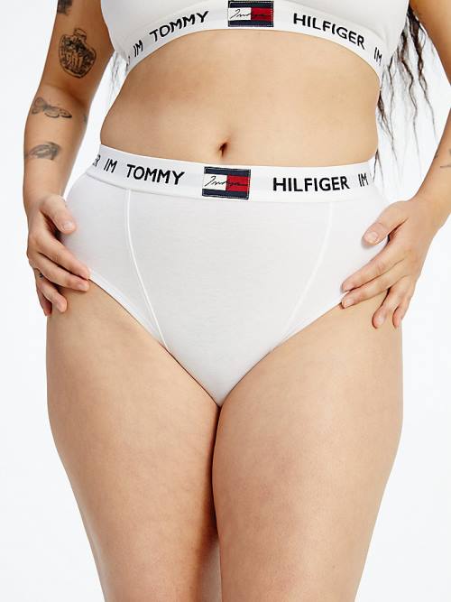 Bielizny Tommy Hilfiger TOMMYXINDYA High-Stanem Briefs Damskie Białe | TH795VDQ