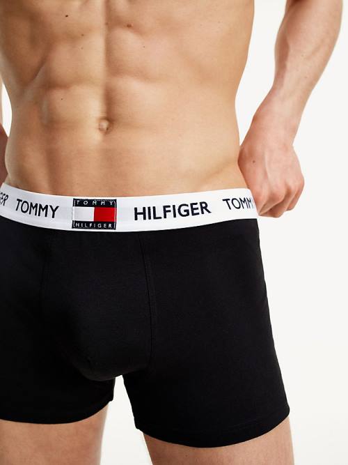 Bielizny Tommy Hilfiger Tommy 85 Stretch Bawełniane Logo Trunks Męskie Czarne | TH431KEW