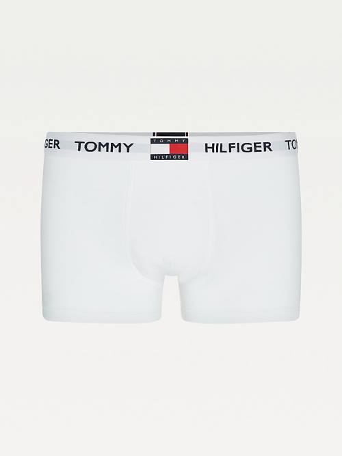 Bielizny Tommy Hilfiger Tommy 85 Stretch Bawełniane Logo Trunks Męskie Białe | TH721CWY