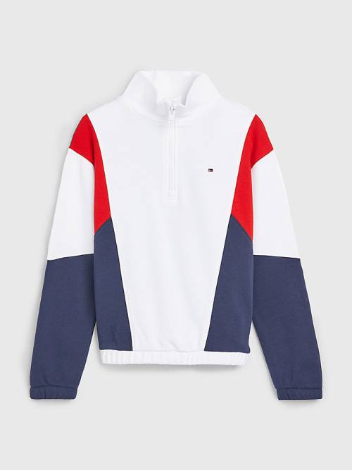 Bluzy Tommy Hilfiger Colour-Blocked Half Zip Dziewczynka Niebieskie | TH978UOS