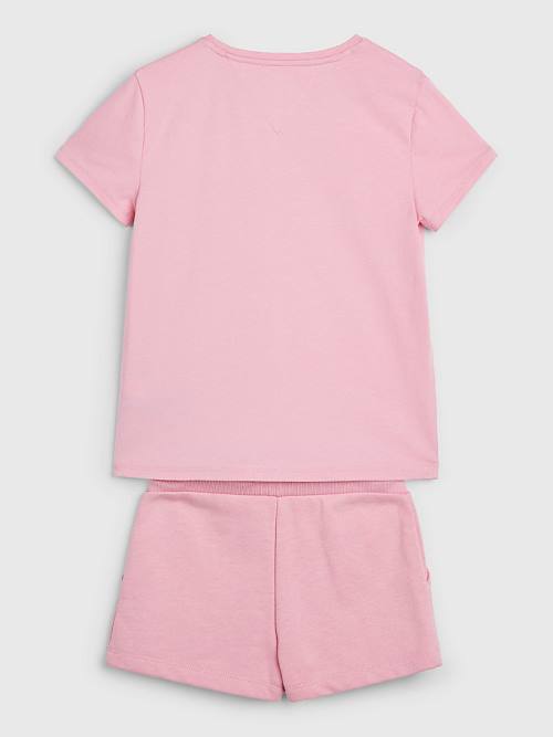 Bluzy Tommy Hilfiger Essential And Shorts Set Dziewczynka Różowe | TH197ESN