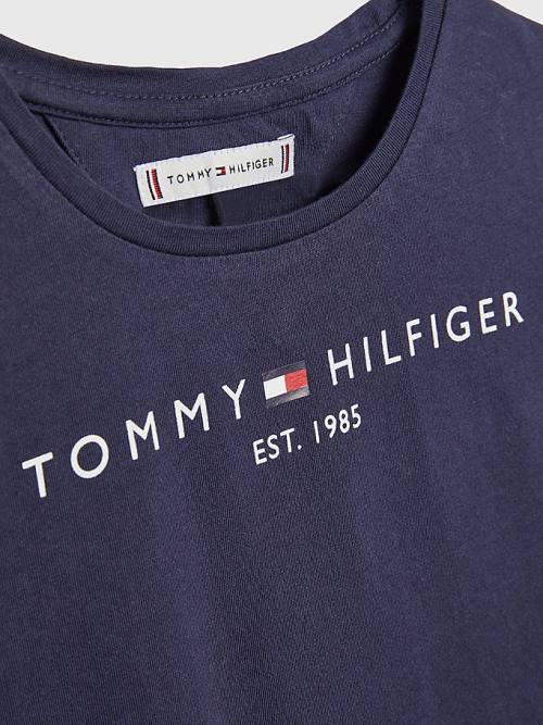 Bluzy Tommy Hilfiger Essential And Shorts Set Dziewczynka Niebieskie | TH792AKO