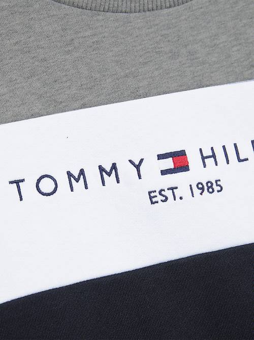 Bluzy Tommy Hilfiger Essential Colour-Blocked Organic Bawełniane Chłopięce Czarne | TH154YEQ