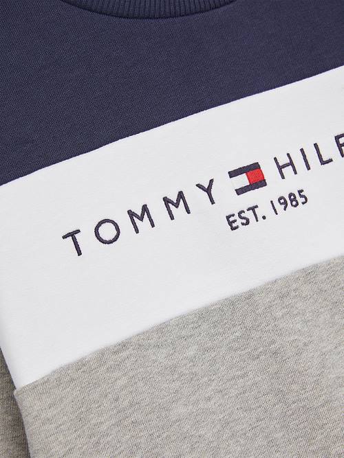 Bluzy Tommy Hilfiger Essential Colour-Blocked Organic Bawełniane Chłopięce Szare | TH607WFB