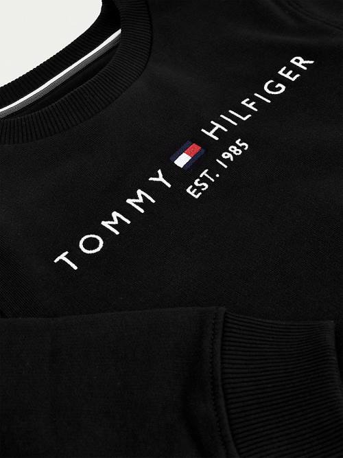 Bluzy Tommy Hilfiger Essential Logo Chłopięce Czarne | TH482RHL