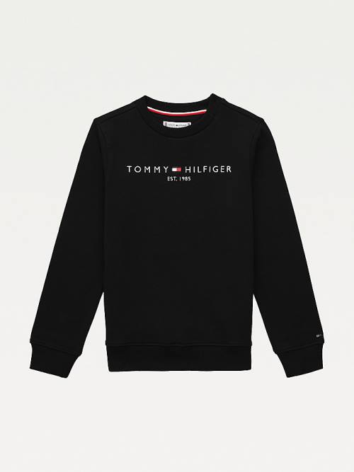 Bluzy Tommy Hilfiger Essential Logo Chłopięce Czarne | TH482RHL