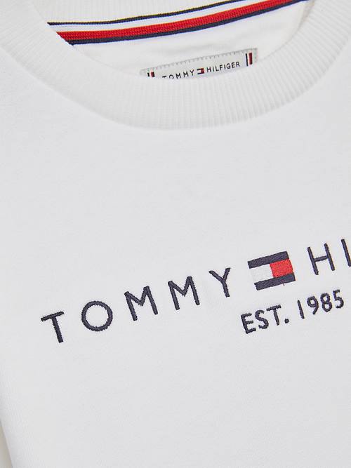 Bluzy Tommy Hilfiger Essential Logo Chłopięce Białe | TH736ONB