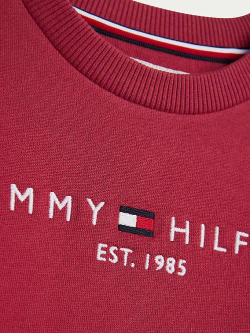 Bluzy Tommy Hilfiger Essential Logo Chłopięce Czerwone | TH740RGF