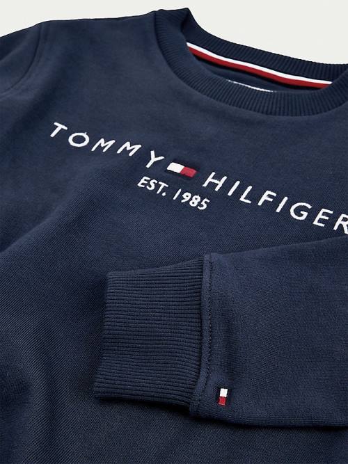 Bluzy Tommy Hilfiger Essential Logo Dziewczynka Niebieskie | TH580YEV