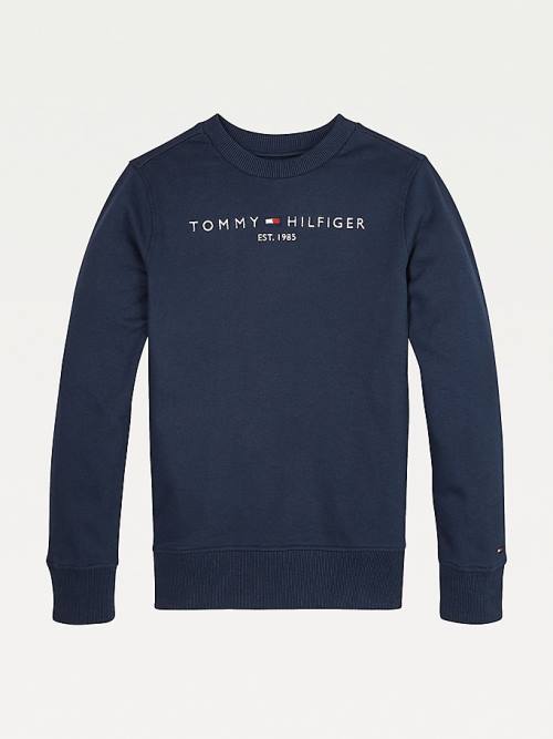 Bluzy Tommy Hilfiger Essential Logo Dziewczynka Niebieskie | TH580YEV