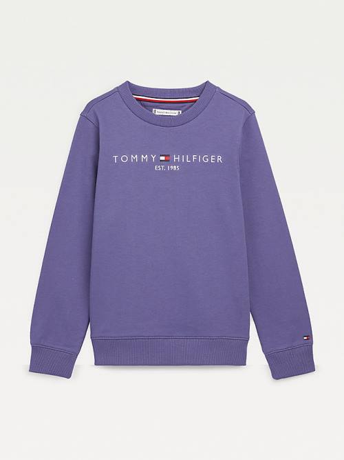 Bluzy Tommy Hilfiger Essential Logo Dziewczynka Niebieskie | TH862GBN