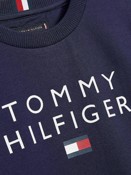 Bluzy Tommy Hilfiger Front Logo Chłopięce Niebieskie | TH603PDJ