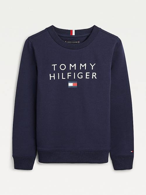 Bluzy Tommy Hilfiger Front Logo Chłopięce Niebieskie | TH603PDJ