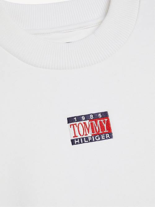 Bluzy Tommy Hilfiger Logo Embroidery Cropped Dziewczynka Białe | TH750LXS