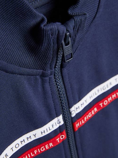 Bluzy Tommy Hilfiger Logo Tape Track Chłopięce Niebieskie | TH903BNI