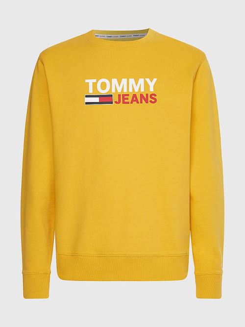 Bluzy Tommy Hilfiger Organic Bawełniane Logo Męskie Żółte | TH159BZV