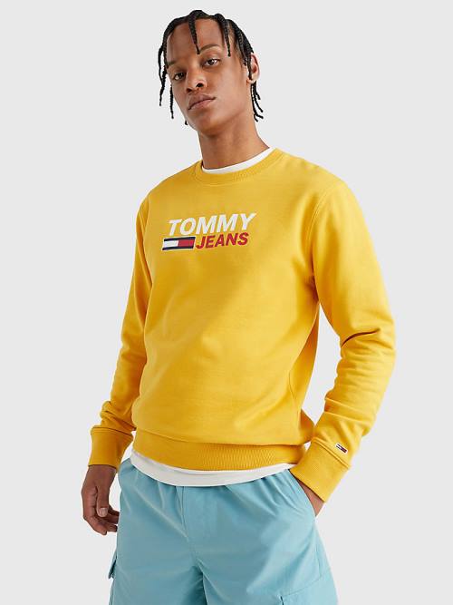 Bluzy Tommy Hilfiger Organic Bawełniane Logo Męskie Żółte | TH159BZV