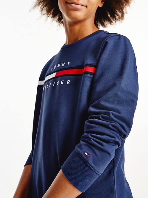 Bluzy Tommy Hilfiger Organic Bawełniane Rib Knit Panel Chłopięce Niebieskie | TH823DMC