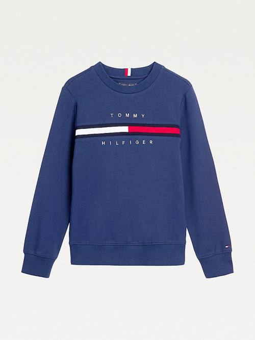 Bluzy Tommy Hilfiger Organic Bawełniane Rib Knit Panel Chłopięce Niebieskie | TH823DMC