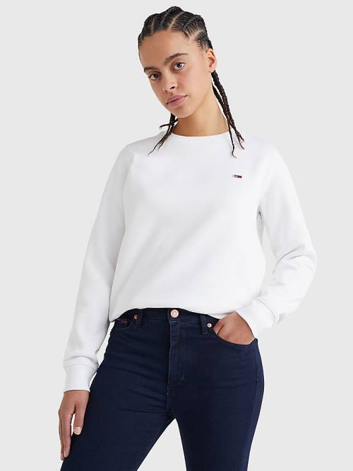 Bluzy Tommy Hilfiger Organic Bawełniane Regular Fit Fleece Damskie Białe | TH987CZD