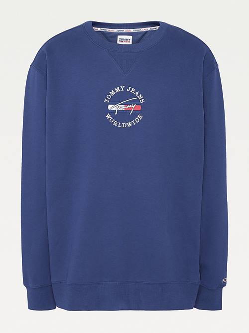 Bluzy Tommy Hilfiger Plus Timeless Signature Logo Męskie Niebieskie | TH584RIH