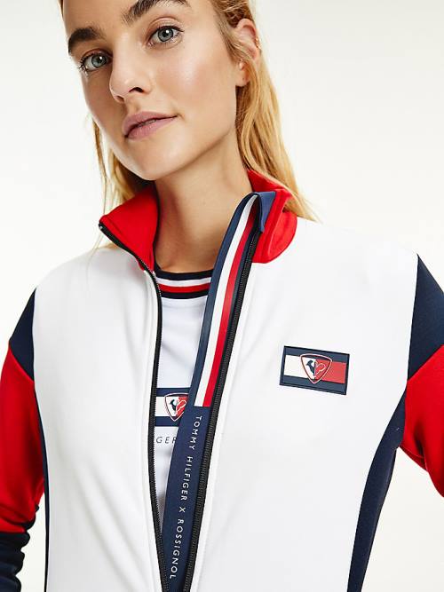 Bluzy Tommy Hilfiger Rossignol Colour-Blocked Zip-Thru Ski Cardigan Damskie Białe | TH031YOG