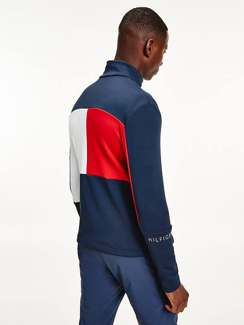 Bluzy Tommy Hilfiger Rossignol Colour-Blocked Zip-Thru Base Layer Męskie Niebieskie | TH908NRC