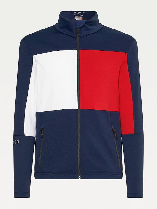 Bluzy Tommy Hilfiger Rossignol Colour-Blocked Zip-Thru Base Layer Męskie Niebieskie | TH908NRC