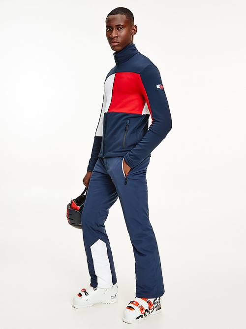 Bluzy Tommy Hilfiger Rossignol Colour-Blocked Zip-Thru Base Layer Męskie Niebieskie | TH908NRC