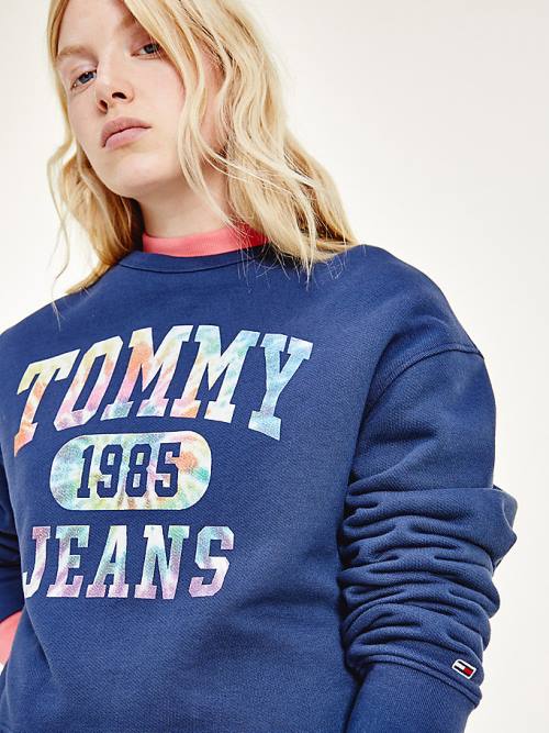 Bluzy Tommy Hilfiger Tie-Dye Cropped Damskie Niebieskie | TH842WRX