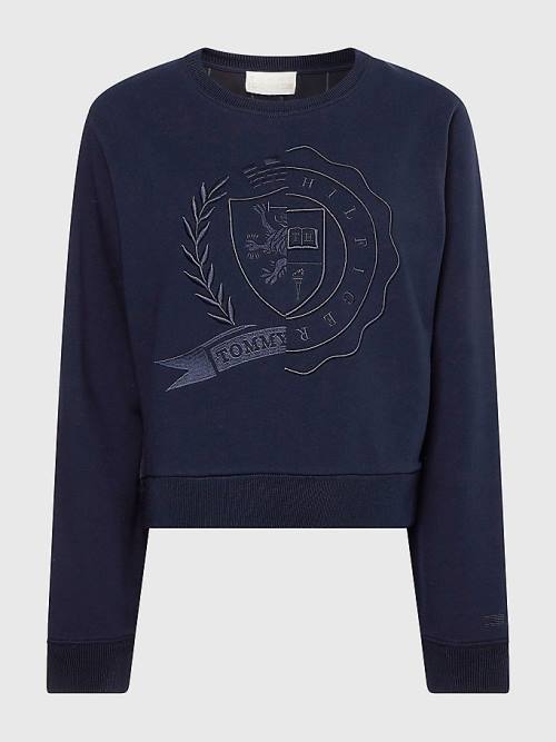 Bluzy Tommy Hilfiger Tommy Icons Logo Embroidery Damskie Niebieskie | TH041CTV