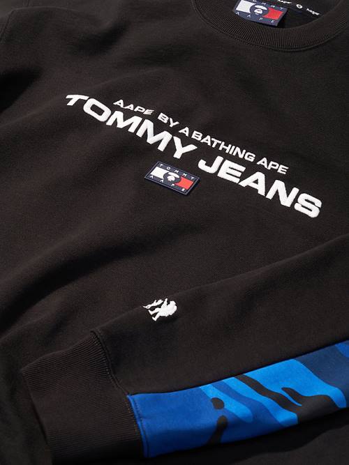 Bluzy Tommy Hilfiger Tommy X AAPE Fleece Męskie Czarne | TH347DCU