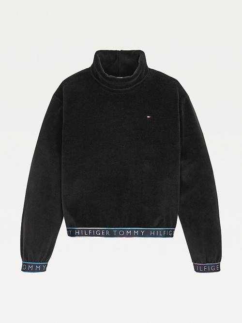 Bluzy Tommy Hilfiger Turtle Neck Dziewczynka Czarne | TH086OQR